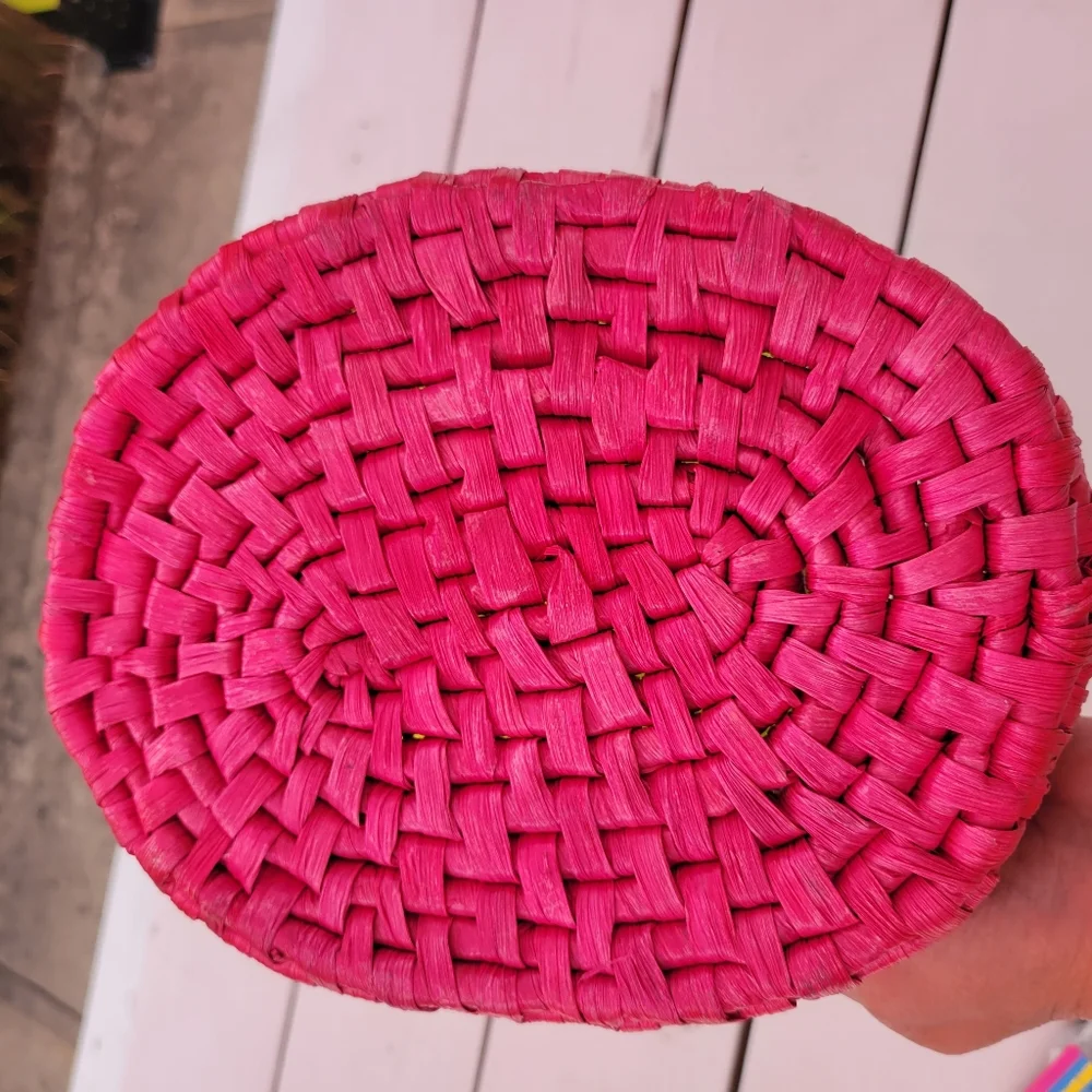 Dyed 2-Handled Basket & 6 NWT Mini Bamboo Baskets ~ Cute & Colorful!